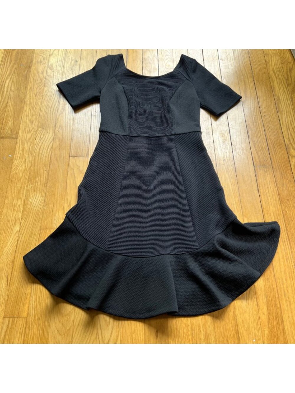 Anthropologie HD In Paris Size 2 Black Marcelline Textured Flounce Sheath Dress - Picture 8 of 16